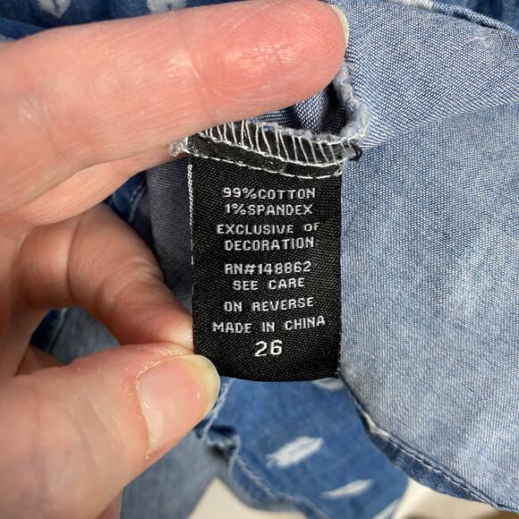 Torrid Denim Chambray Leaf Print Sleeveless Skater Dress Sz.26W - Picture 11 of 13